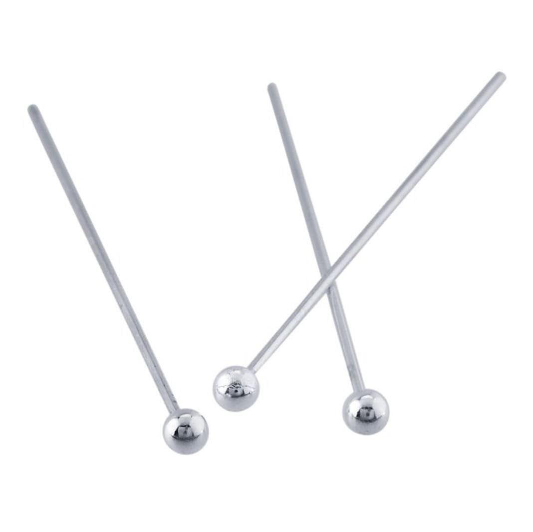 50pcs Adabele Authentic Sterling Silver Round Ball Headpin Head Pins 18mm (0.7 inch) Hypoallergenic for DIY Craft Jewelry Making (Wire 0.7mm/21 Gauge) SS428