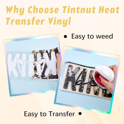 Tintnut Black Gold Splash Heat Transfer Vinyl - 6 Sheets 10"x12"Watercolor HTV Patterned HTV Iron On Vinyl for T-Shirts Hats Clothes - color: Black Gold-6pcs