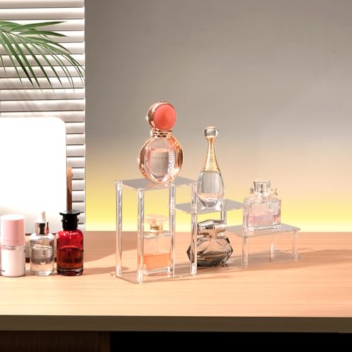 3 Tier Clear Acrylic Display Risers Stand Shelf, Acrylic Stands Display for Collectibles Pop Figure Models Perfumes Jewel,Action Figures Stand Organizer - color: 3 Tier/Model 3