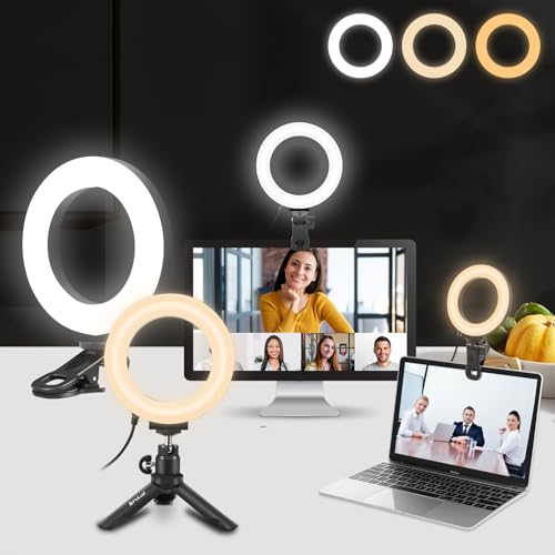 PULUZ Video Conference Lighting Kit, Ring Light for Monitor Clip On Lights, Remote Working, Distance Learning,Zoom Call, Self Broadcasting and Live Streaming, Computer Laptop Video Conferencing