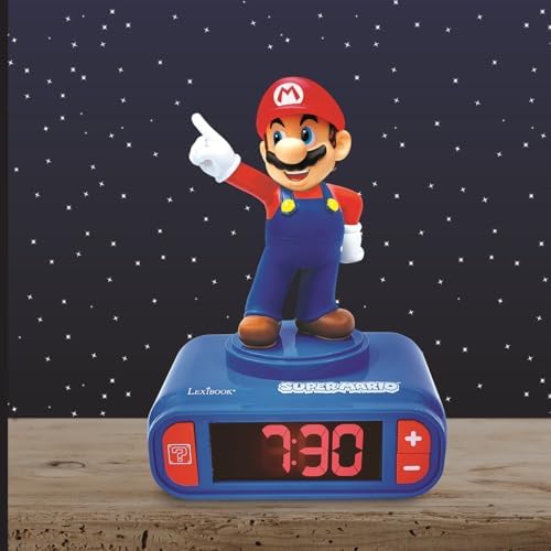 LEXiBOOK, Mario Nightlight Alarm Clock, RL800NI