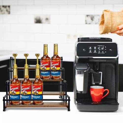 Klxuyuo 4-Tier Coffee Syrup Rack for 20 Bottles (750ml)–Sturdy Coffee Syrup Organizer Holder for Kitchen, Café, Office - size: Large 4 tier