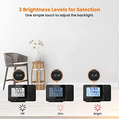 SMARTRO Digital Projection Alarm Clock for Bedrooms with Indoor Thermometer