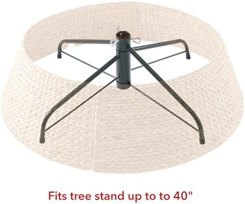 Casafield 42-Inch Christmas Tree Collar, Woven Water Hyacinth Tree Base Cover with Cord Cut Out, Natural