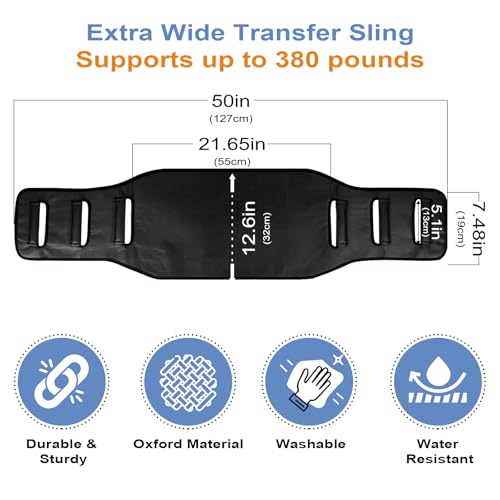 Transfer Belt Transfer Sling - Padded Gait Belt - Heavy Duty Patient Lift, Mobility Standing and Lifting Aid for Disabled, Elderly, Injured - Safely Move from Bed and Wheelchair(Black) - color: Black 2