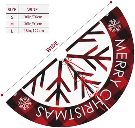 Buffalo Check Plaid Red and Black Plaid Christmas Snowflake 36 Inch Christmas Tree Skirt Carpet Mat Funny Party Decor Supplies for Xmas Halloween Ornament Decorations Occasion