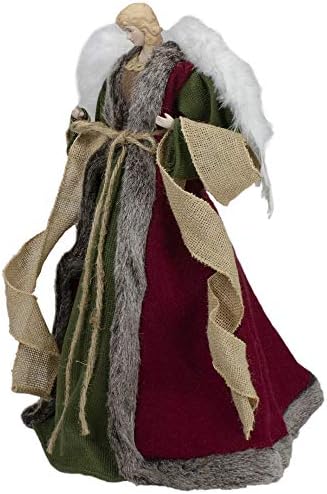 18" Green and Brown Angel in a Dress Christmas Tree Topper - Unlit