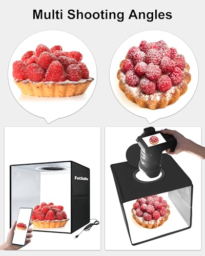 Light Box & Photo Box Photography Portable 12"x12" Studio Kit with 120 LEDs & 6 Backdrops for Jewelry & Small Product Photography – Dimmable, Versatile, Compact by FotStdio - size: 12"x12"x12"