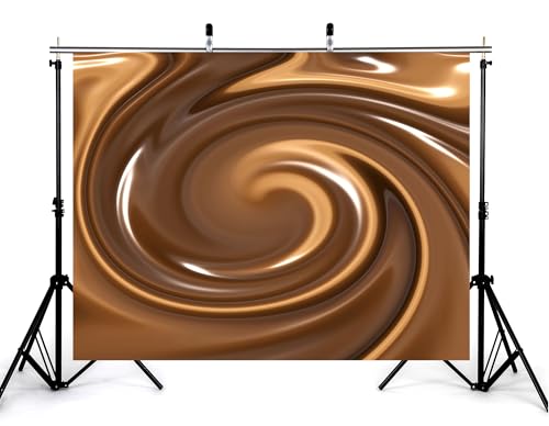 9x6ft Swirling Melted Chocolate Backdrop Smooth Rich Brown Liquid Glossy Texture Photography Background for Dessert Baking Themed Party Decorations Banner Photo Booth Props - size: 9x6ft
