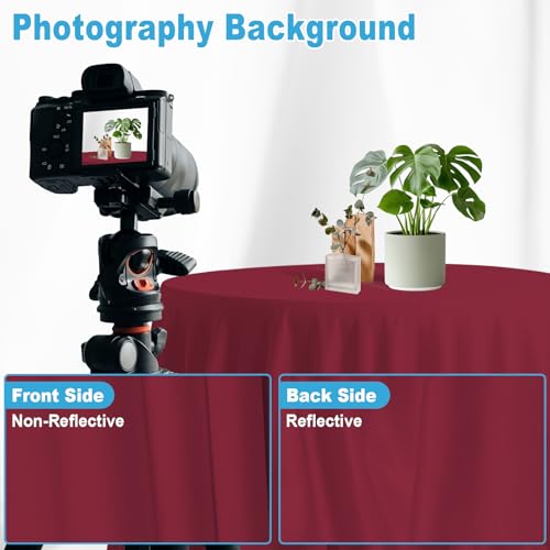 5x7ft Burgundy Cloth Photography Backdrop Solid Color Photo Background Video Props LY666 - color: Burgundy, size: 5X7 FT