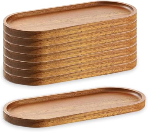 Linwnil 8Pack Wood Serving Trays 11.5x4 Inch Charcuterie Boards Oval Wooden Plates Wood Serving Platter Cheese Dinner Plates Bulk for Dessert Snack Bread Fruit Appetizer Dishes - size: 11.5" x 4"_8 Pack