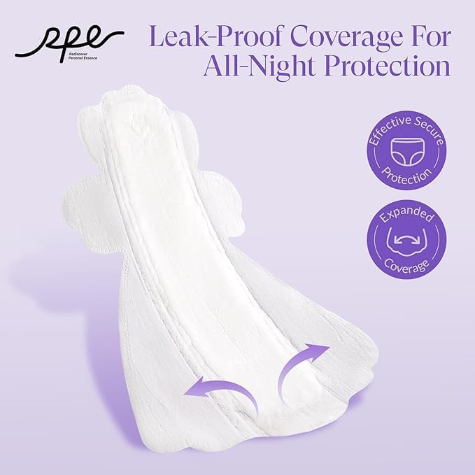 100% Organic Cotton Pad Bundle - Size 2,3,4,5 Period Essentials - Unscented Sanitary Pads Variety Pack - Regular, Large, Overnight & Long Panty Liners (Total 78 Ct)