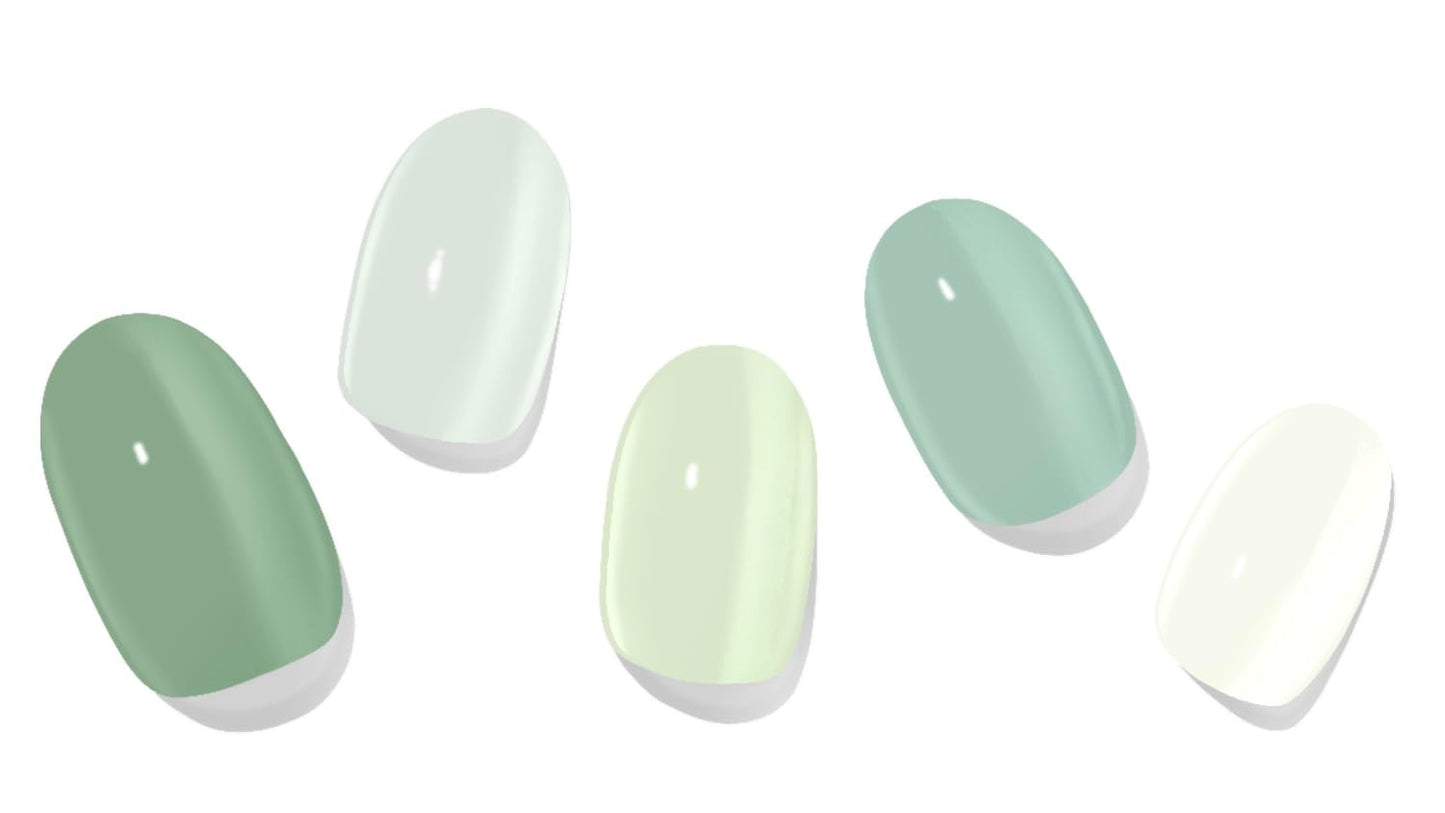 Semi-Cured Gel Nail Strips - 20 Salon-Quality Gel Sticker with UV Light Required, Long Lasting, Easy Application & Removal, Includes Prep Pad, Nail File, Wooden Stick (Green Mint)