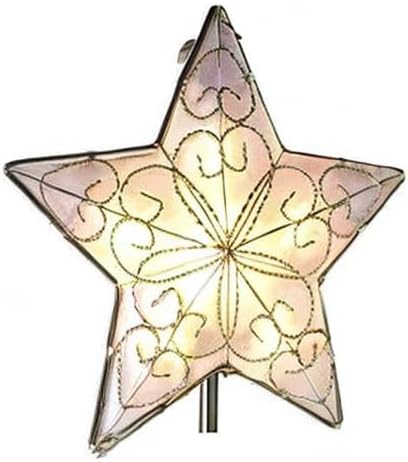 Kurt Adler 10 Light Indoor UL Star Treetop - Fits Perfectly On Christmas Tree Silver Trimming Pattern