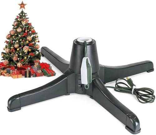 360 Degrees Rotating Christmas Tree Stand, Adjustable Electric Artificial Holiday Tree Stand for Trees Up to 7.5 Feet and 80 Pounds