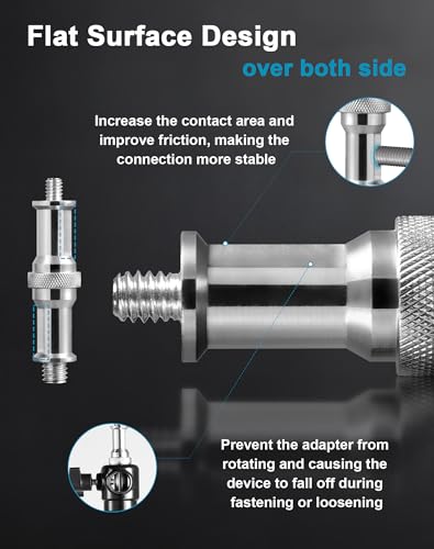 Selens 6 Pcs Standard 1/4 '' to 3/8 '' Metal Male Convertor Threaded Screw Adapter Spigot Stud for Studio Light Stand,Hotshoe/Coldshoe Adapter,Super Clamp and Flash Holder - size: 6Pc