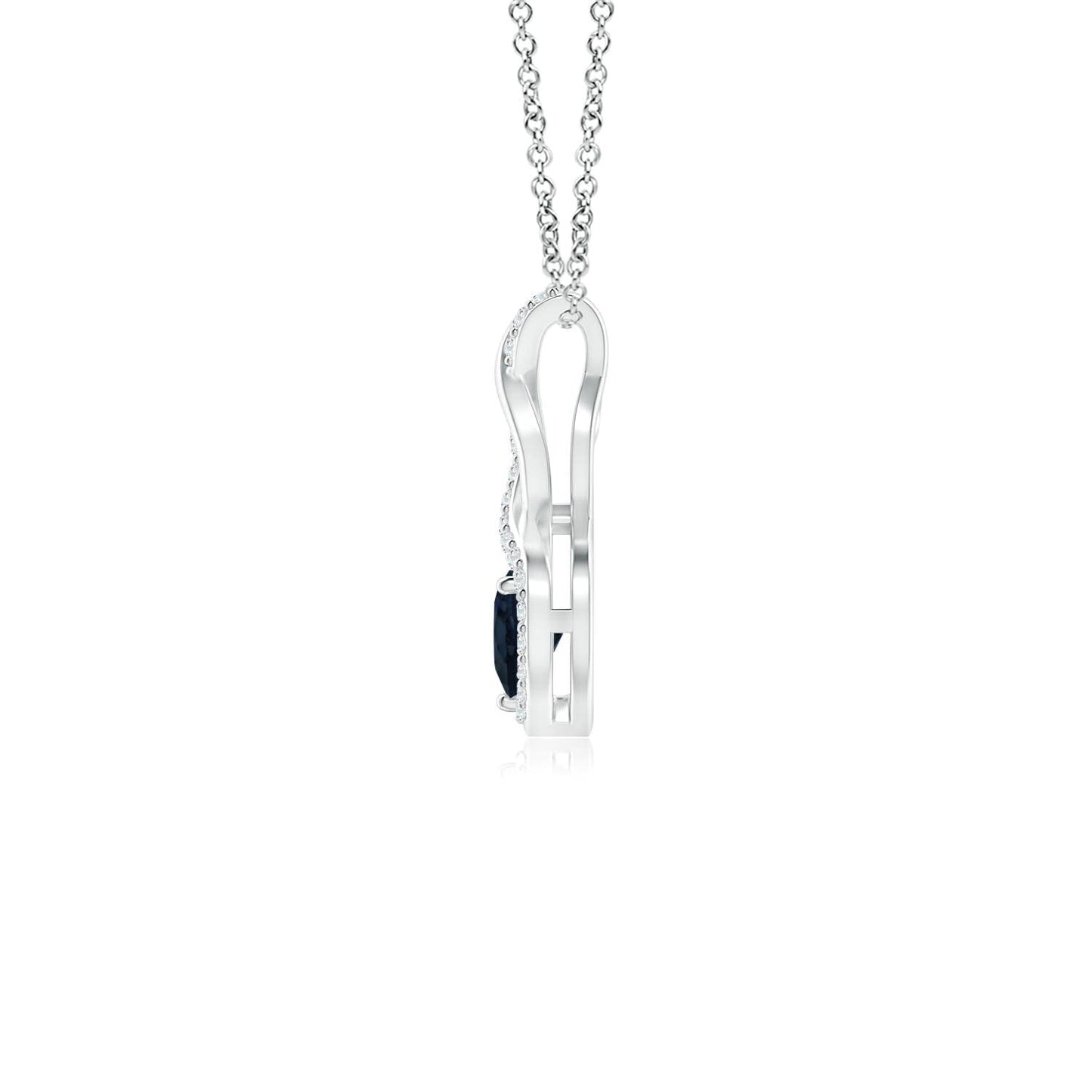 Angara Natural Blue Sapphire Pendant for Women | Heart-Shaped Blue Sapphire Infinity Pendant with Diamond Accents in Sterling Silver | September Birthday, Anniversary, Gemstone Jewelry Gift | A | 4mm