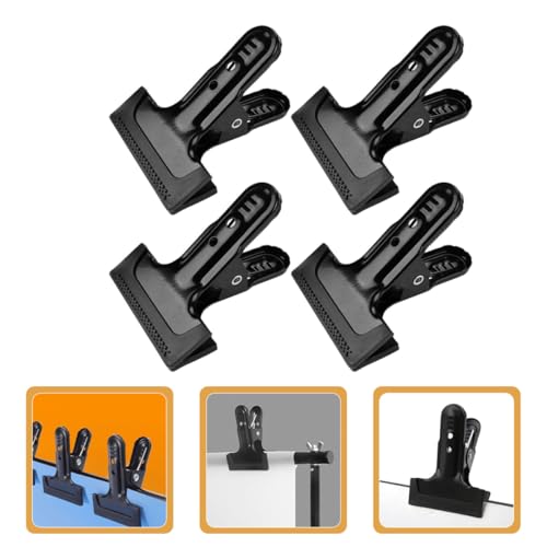 4pcs Dark Gray Cold-Rolled Steel Backdrop Cloth Clamps Photography Background Clips Heavy Duty Fixing Clamps for Studio and Photo Shoot Equipment