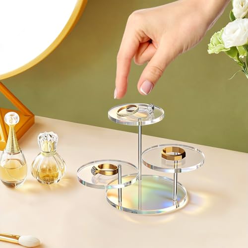 Round Acrylic Display Riser Stands, 3 Tier Jewelry Display Stands for Rings Earrings Mini Figurines 1 Pack(Clear) - color: Clear