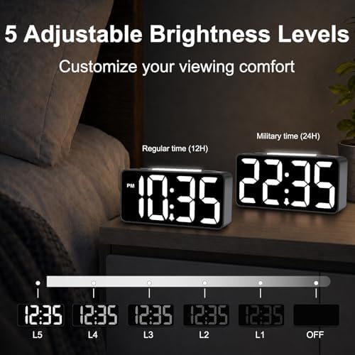 DreamSky Small Digital Alarm Clock with Night Light for Kids Bedroom | RGB Desk Clock with Large Numbers for Teens Boys, Brightness Dimmer, Adjustable Alarm Volume, USB Port, USB-C Adapter Powered