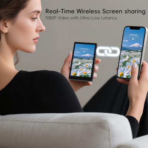 Magnetic Phone Vlog Selfie Monitor Screen, Back Camera Monito with Remote Controller, 1080P Display Wireless Connect, Compatible with iPhone/Android Phones, for Vlog, Live Stream, Travel Selfies