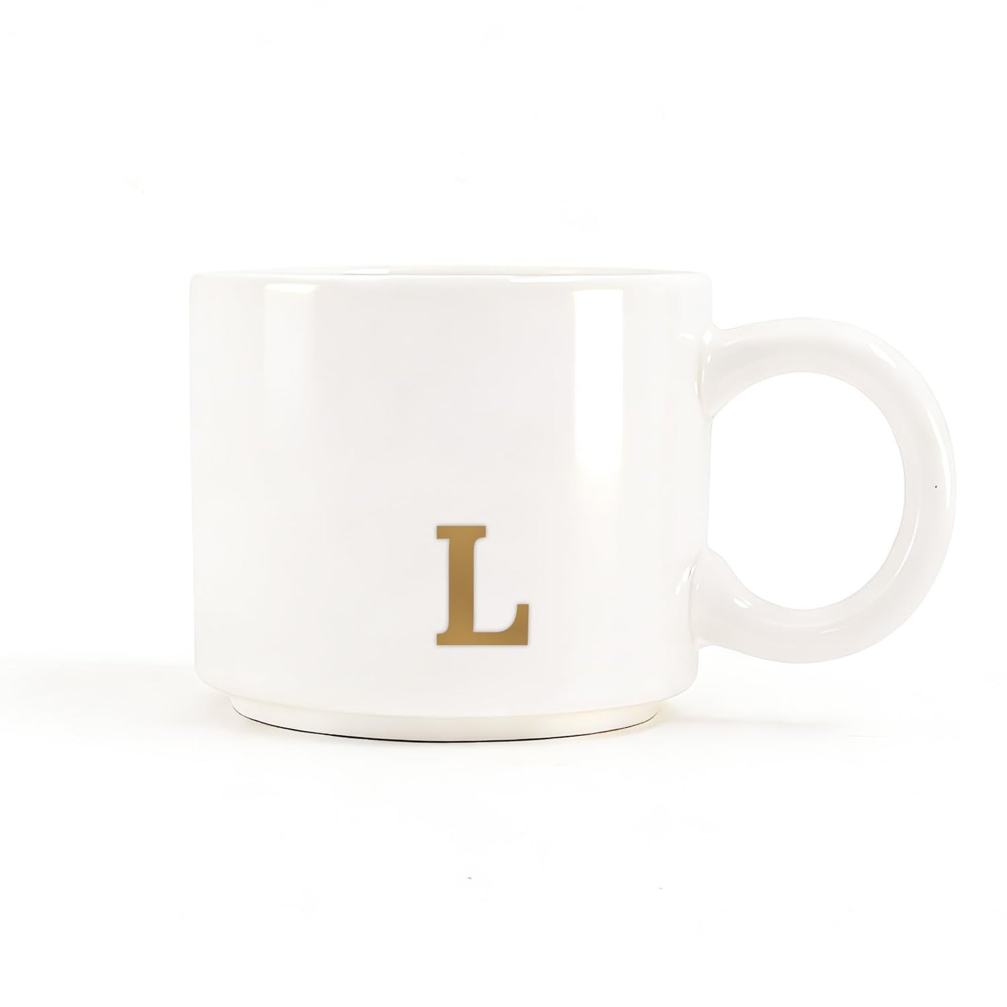 RainVibe Elegant Gift Set for Women – Personalized Monogram Ceramic Mug & Jewelry Tray – 12 oz Gold-Initial Coffee Cup with Gift Box, 4.75" Decorative Dish for Rings, Earrings, Keys (Letter L)