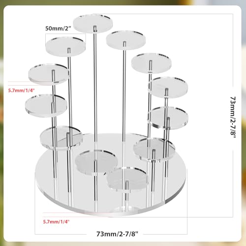 Round Acrylic Display Riser Stands, 12 Tier Jewelry Display Stands for Rings Earrings Mini Figurines 1 Pack(Clear) - color: Clear 12 Tier