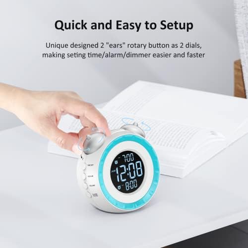 uscce Loud Dual Alarm Clock with Powerful Adjustable Bed Shaker | Vibrating Alarm Clock for Heavy Sleepers or Hearing Impaired - Easy Alarm Clock with 0-100% Dimmer & Battery Backup (White)