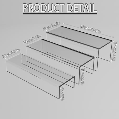 MerryNine Acrylic Risers, 6 Pcs 2 Set 8.6”L Clear Display Stand, Rectangular Acrylic Display Risers, Transparent Pop stand for Cupcakes, Figures, cosmetics, Retail, Shoe Showcase, Collectibles Display