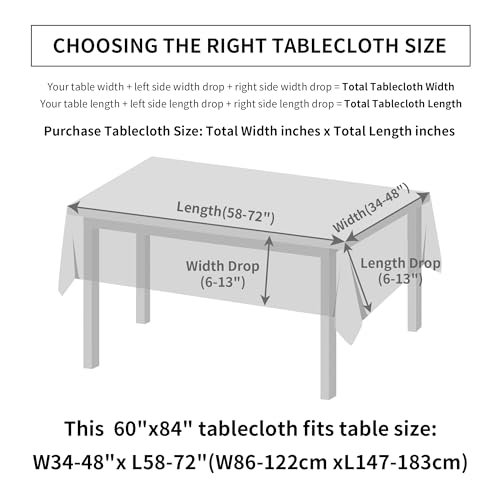 Natural 100% Polyester Textured Rectangle Tablecloth, Slubby Lightweight Table Cloth 60 x 84 Inch, Water Resistant Stain Resistant Farmhouse Burlap Table Cover for Kitchen Dining Room - color: Natural, size: 84" x 60" (Rectangular) (1 Pack)