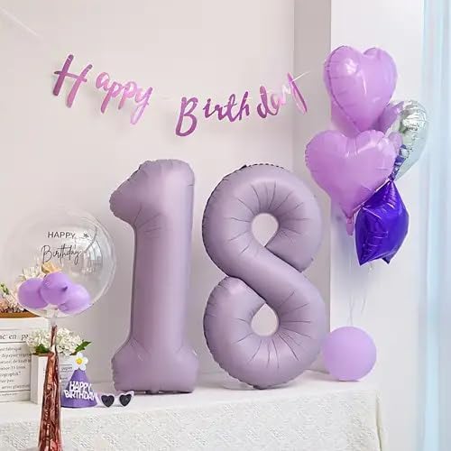Lilac 3 Balloon, Number Balloons 40 Inch, Lavender 3rd Birthday Decorations for Kids Girls Women Party Supplies for Party Decorations, Number 3 Balloon