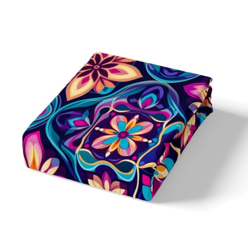 Feelyou Boho Bed Sheets Set Twin Size Southwestern Geometric Bedding Set for Kids Boys Girls Southwest Native American Design Sheets with Deep Pocket Fitted Sheet Tribal Bedding Set - color: Aubergine, size: Twin