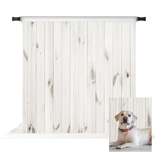 Kate 8x8ft White Wood Photography Backdrop Wooden Pattern Texture Background Studio Photo Props - color: Wood 4, size: 8x8ft