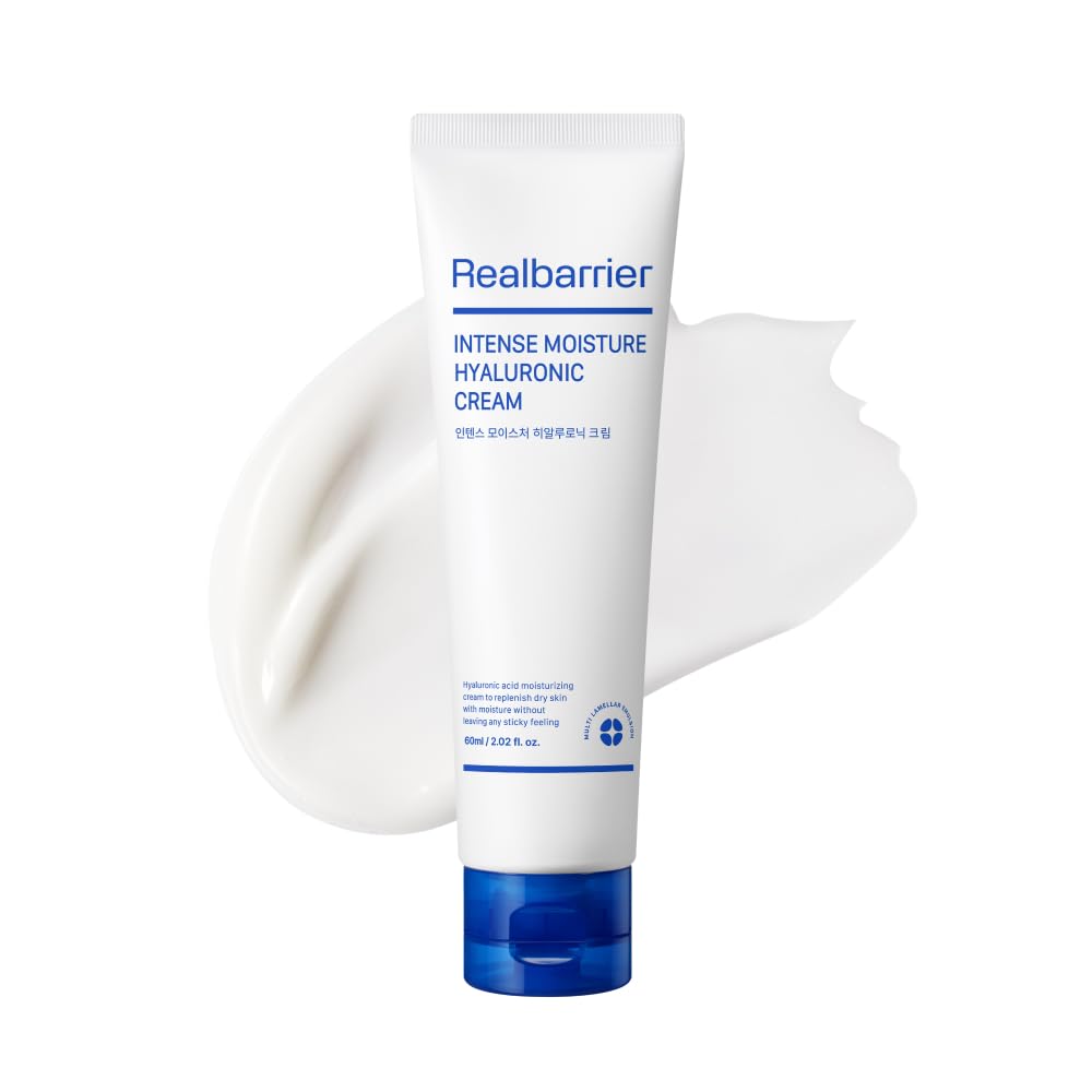 Real Barrier | Intense Moisture Hyaluronic Cream | Panthenol Skin Barrier Repair Face Cream | Hyaluronic Acid Moisturizing Face Lotion | Face Moisturizer for Dry & Sensitive Skin | 2.02 fl oz (60ml)