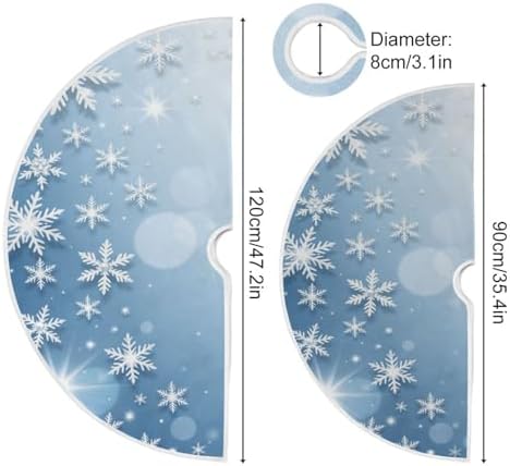 Dussdil Christmas Tree Skirt, Christmas Shining Silver Snowflakes New Year Xmas Tree Skirts 48 in Tree Skirt Holiday Party Garden Round Seasonal Tree Stand Mat Tree Skirt Decor Ornaments