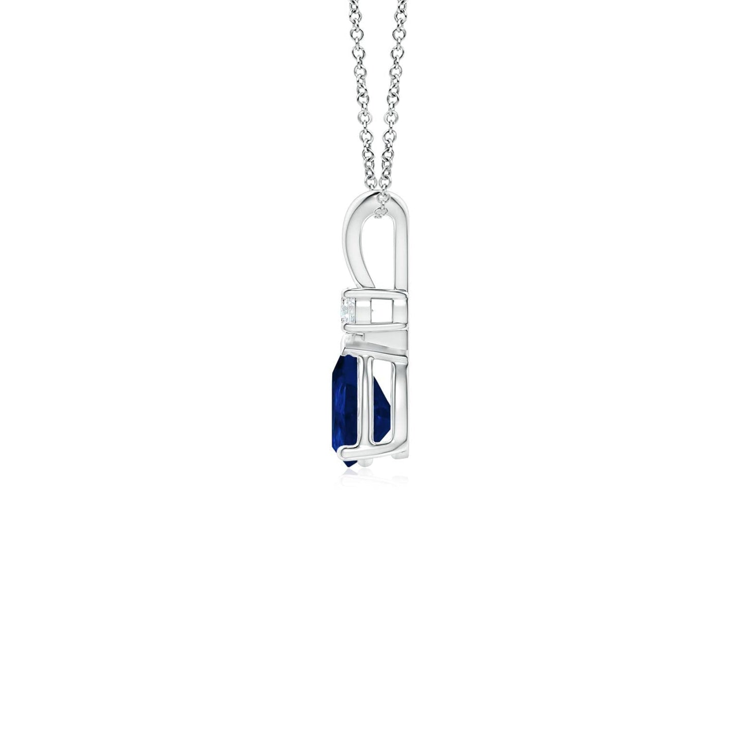 Angara Natural Blue Sapphire Solitaire Pendant for Women | 0.4 ct Pear Shape Blue Sapphire Diamond Solitaire Pendant Necklace in Platinum | September Birthday, Gemstone Jewelry Gift | AA | 6x4mm