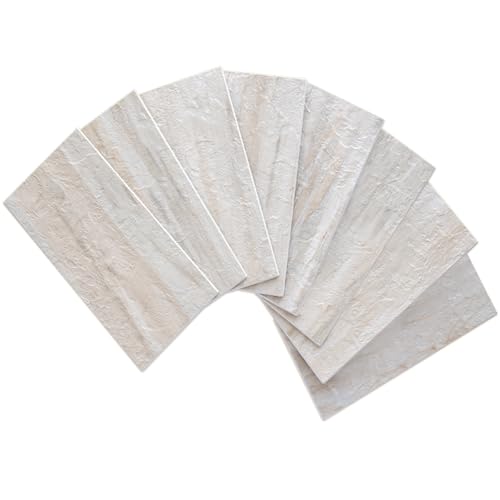 AULIGET 100-Piece Beige Slate Peel and Stick Backsplash Wall Tiles, 3" x 6" PVC Faux Stone Stick on Tile for Backsplash Kitchen, Bathroom, Laundry Room, Camper, Fireplace - color: Beige Slate
