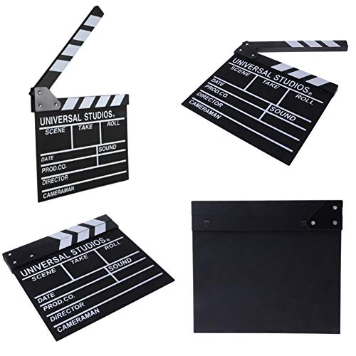 BIGOTTERS Movie Film Clap Board, Hollywood Clapper Board Wooden Film Directors Clapboard Photography Props for Movie Theme Party Decorations Night Party Accessory with Black & White, 12"x11"
