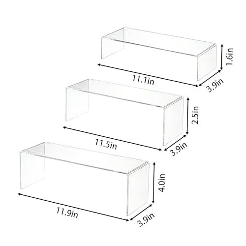 Yieach Large Clear Acrylic Risers Display Stands,6 Pcs Rectangular Display Risers for Funko Pop,Figures,Food,Showcase Collectibles Display Shelf,Retail Desktop Risers Display Stand and Decoration