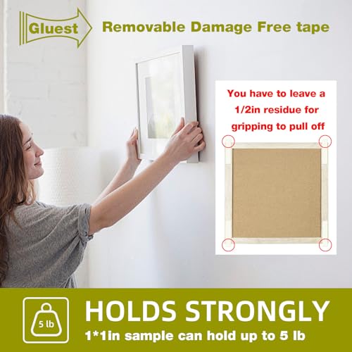Damage Free Double Sided Tape 20ft, Removable Picture Hanging Strips Residue Free, Heavy Duty Mounting Tape, No Damage Wall Tape,Wall Adhesive Strips Foam Tape Wide Roller - size: 1 3/8in x 20ft