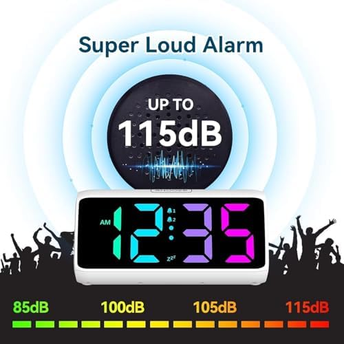 Netzu Loud Alarm Clock for Heavy Sleepers White