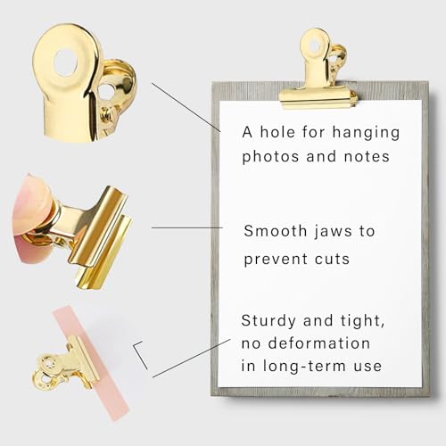 YUCHIYA 10 Pack Bulldog Clips with 10 Push-pins, Paper File Clips with Strong Spring, Large Metal Binder Clips, Seal Clamps for Coffee Tea Food Bags(Gold,2inch) - color: Gold, size: 2 inch