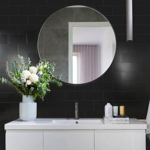 Vamos Tile 100-Piece Peel and Stick Backsplash Seamless Tile,3''x6'' Brushed Black Metal Subway Tile,Stick on Backsplash for Kitchen/Bathroom/Laundry Room - color: Brushed Black