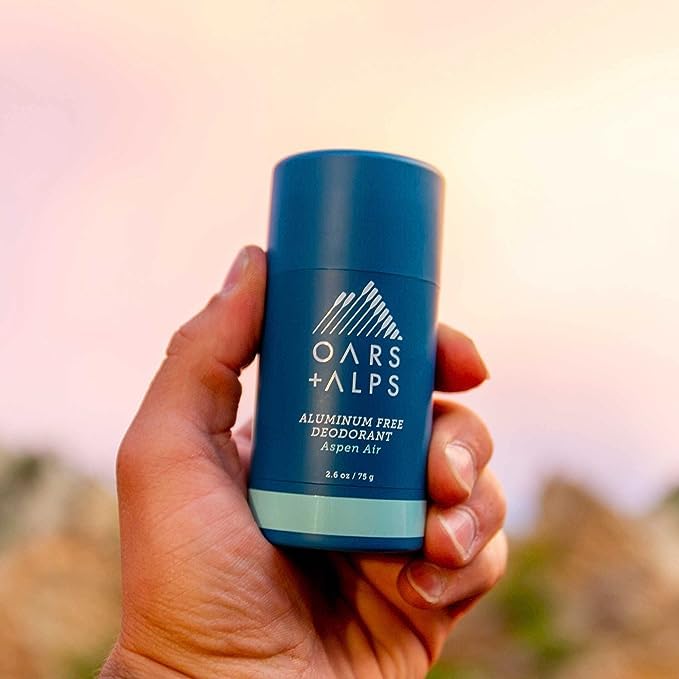 Oars + Alps Aluminum Free Deodorant for Men and Women, Dermatologist Tested and Made with Clean Ingredients, Travel Size, Aspen Air, 2 Pack, 2.6 Oz Each