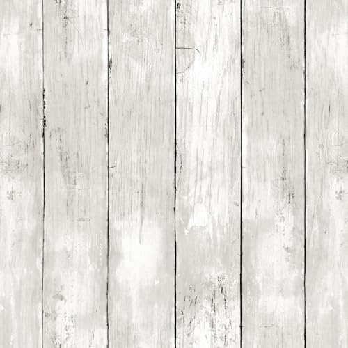 Peel and Stick Wallpaper 17.3" X 400" Vintage White Gray Wood Shiplap Wallpaper Peel and Stick Contact Paper Rustic Removable Self Adhesive Wood Wall Paper for Bedroom Bathroom Cabinets - color: White, size: 17.3" x 400"