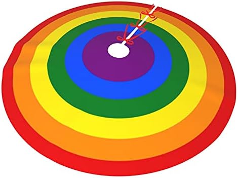 36" Christmas Tree Skirt, Rainbow Rings Xmas Tree Skirt for Christmas Decorations Skirt Xmas Holiday New Year Party Tree Mat Decor Indoor Outdoor