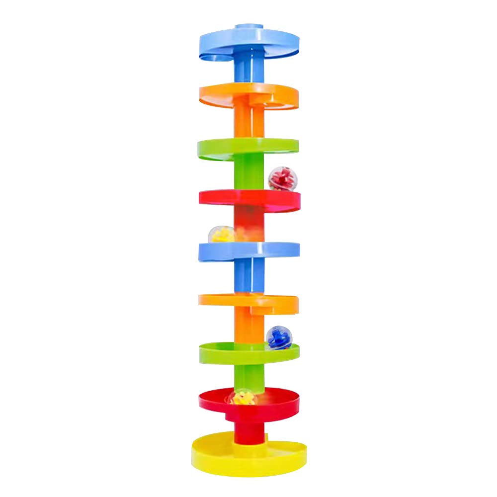 WEofferwhatYOUwant Ball Drop Toy – 14-Piece Expandable STEM Tower Set for Toddlers 9M+ | DIY Bridge, 1.8" Rattle Balls, Stackable Ramps | Safe, Durable Polypropylene | Interactive & Imaginative Play