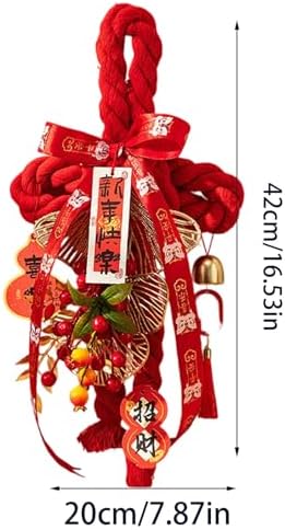 Handcrafted Cotton Thread Chinese Knot Ornament New Year Pendant for Holiday Parties and Gifting Easy Install Cotton Knot Wall Pendant with Hook for Holiday Parties Social