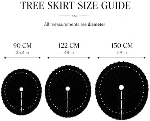 Christmas Tree Skirt,Velvet Tree Skirt with Ruffled Edge with Pearls, Classic Large Velvet Fur Plush Tree Skirt for Merry Christmas(Black,60Inch)