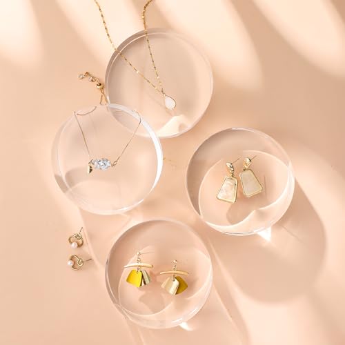 Remerry 8 Pcs Acrylic Round Blocks for Display Clear Polished Blocks for Display Clear Acrylic Edge Polished Base Display Riser for Table Showing Cosmetics Collectibles Figures(4 x 4 x 1 Inches) - size: 4 X 4 X 1 Inches